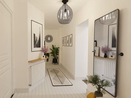 home staging virtuel couloir blanc et noir